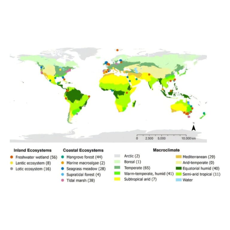 Map of TeaComposition H2O sites across eight macroclimatic zones