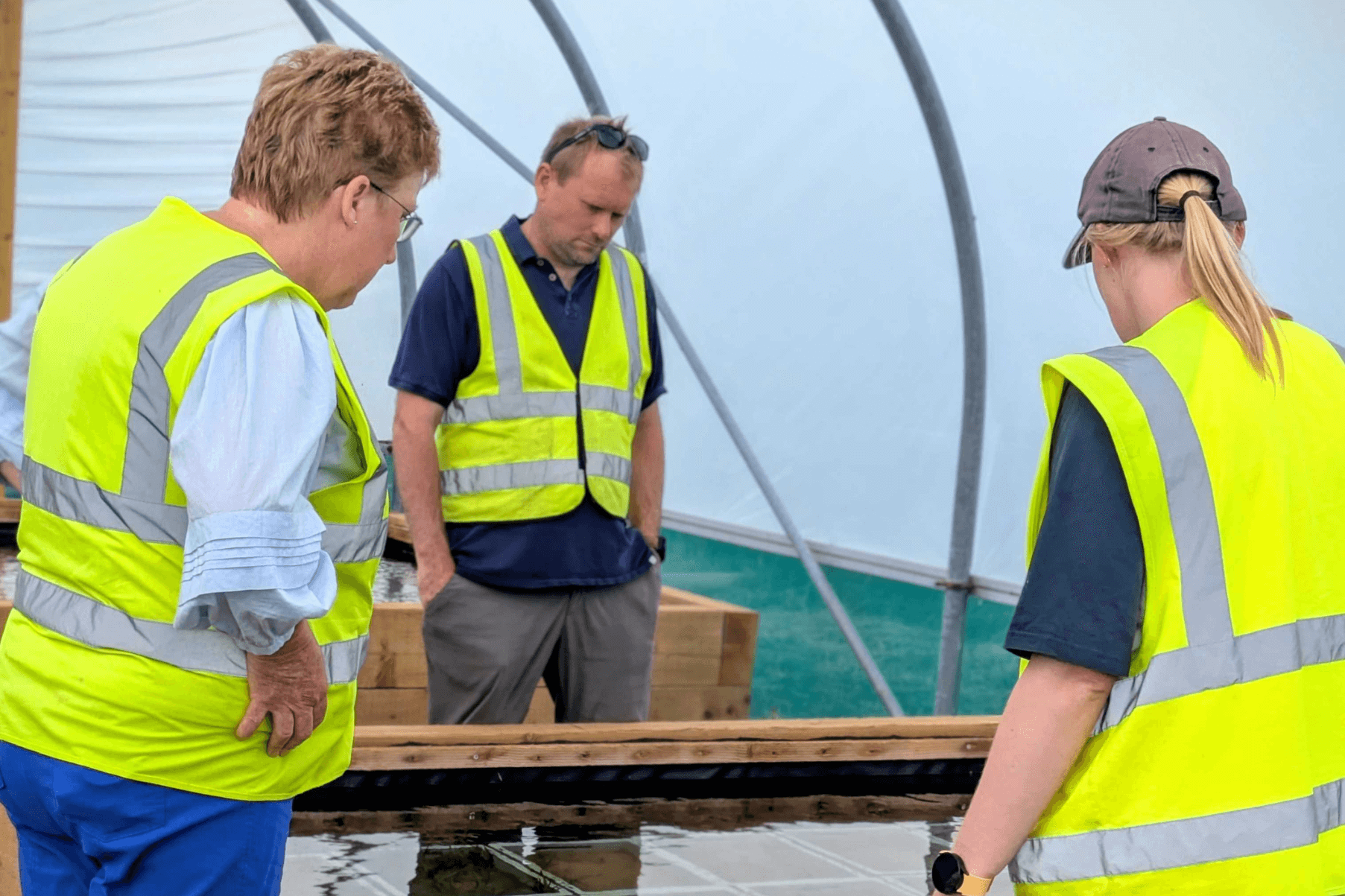 MP Ann Davies visiting the seagrass nursery.